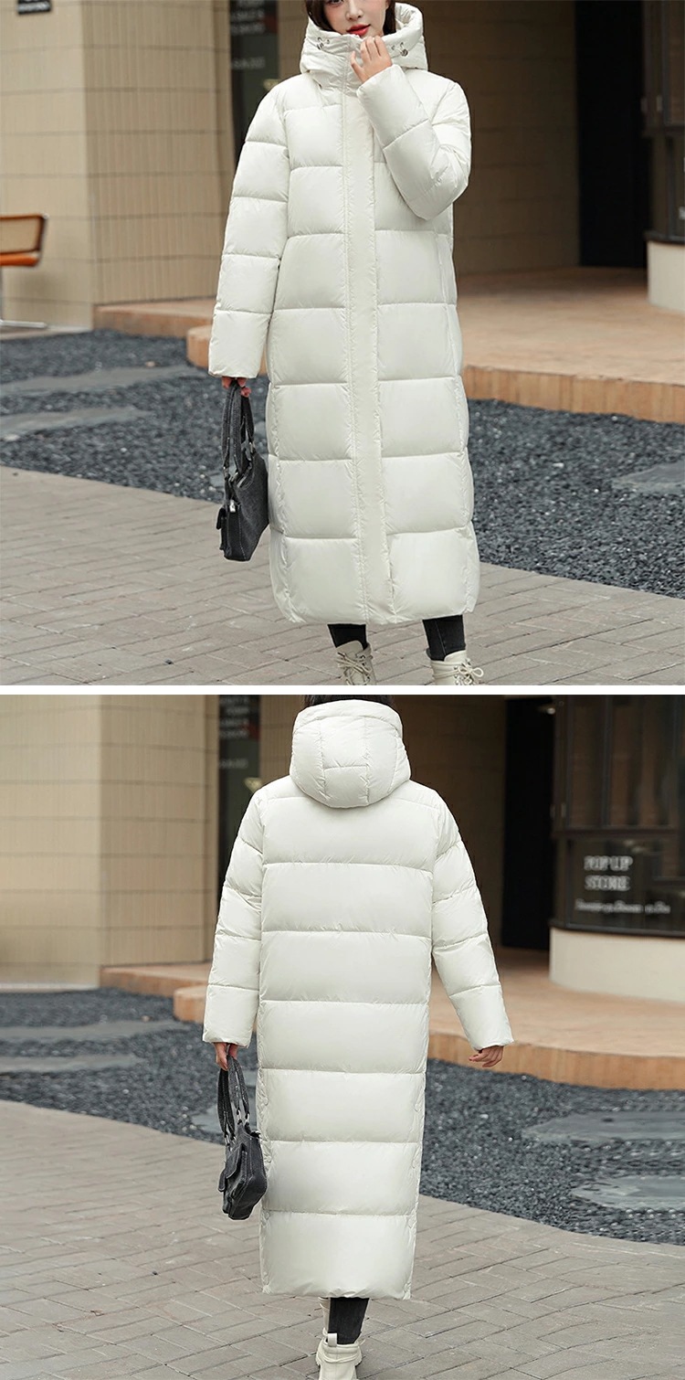 ダウンジャケット 撥水 ジャンパー前開き 大きいサイズ アウター ポケット付き 厚手 ダウンコート 中綿コート ゆったり フード付き 軽量 ロングコート ロング丈 ロングダウンコート 冬 コート 防