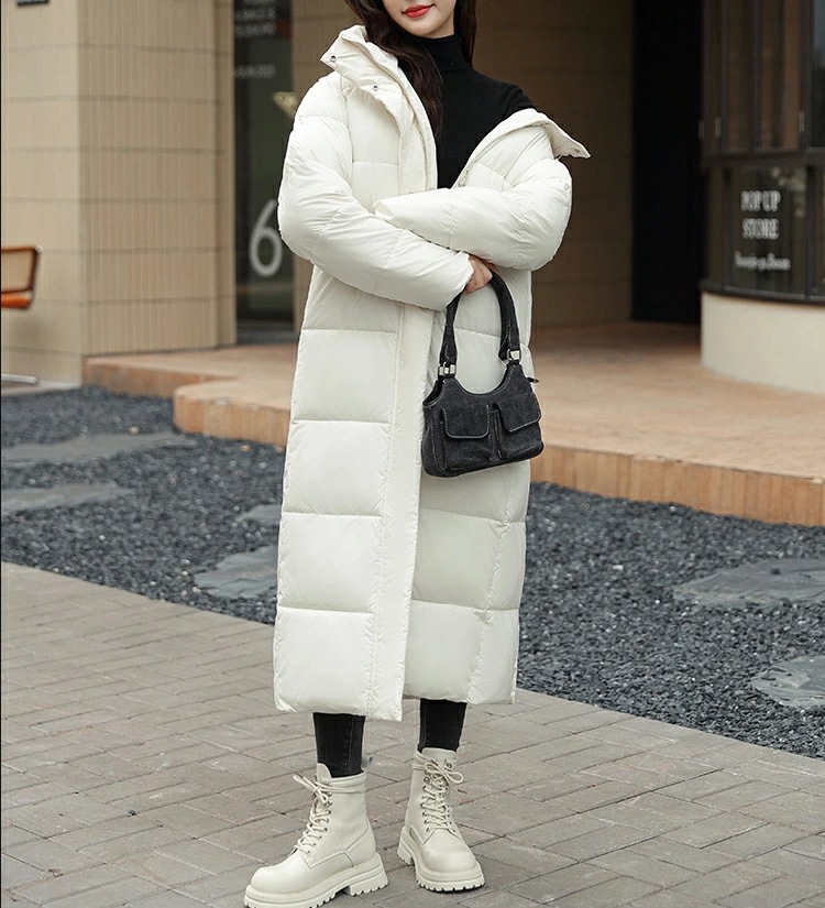 ダウンジャケット 撥水 ジャンパー前開き 大きいサイズ アウター ポケット付き 厚手 ダウンコート 中綿コート ゆったり フード付き 軽量 ロングコート ロング丈 ロングダウンコート 冬 コート 防