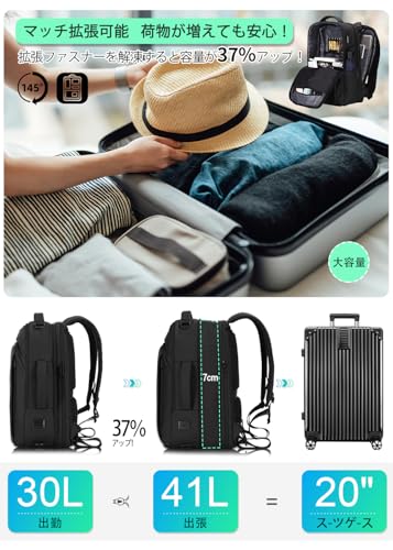 [Fenree.geer] ビジネスリュック メンズ リュックサック 大容量 バックパック 3WAY 乾湿分離 マチ拡張 15.6インチPCラップトップバックパック usbポート付き 盗難防止 人気