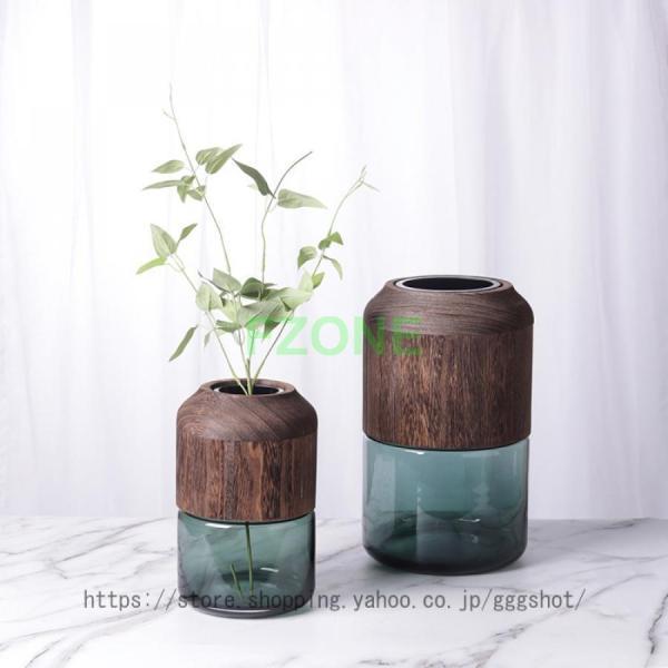 フラワーベース 花瓶 木 ウッド 大きい フラワーベース 木 花 フラワー フラワーグラス 花瓶 ガラス ガラスベース シンプル おしゃれ 置物 北欧 花器