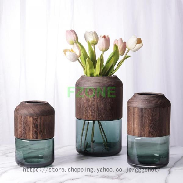 フラワーベース 花瓶 木 ウッド 大きい フラワーベース 木 花 フラワー フラワーグラス 花瓶 ガラス ガラスベース シンプル おしゃれ 置物 北欧 花器