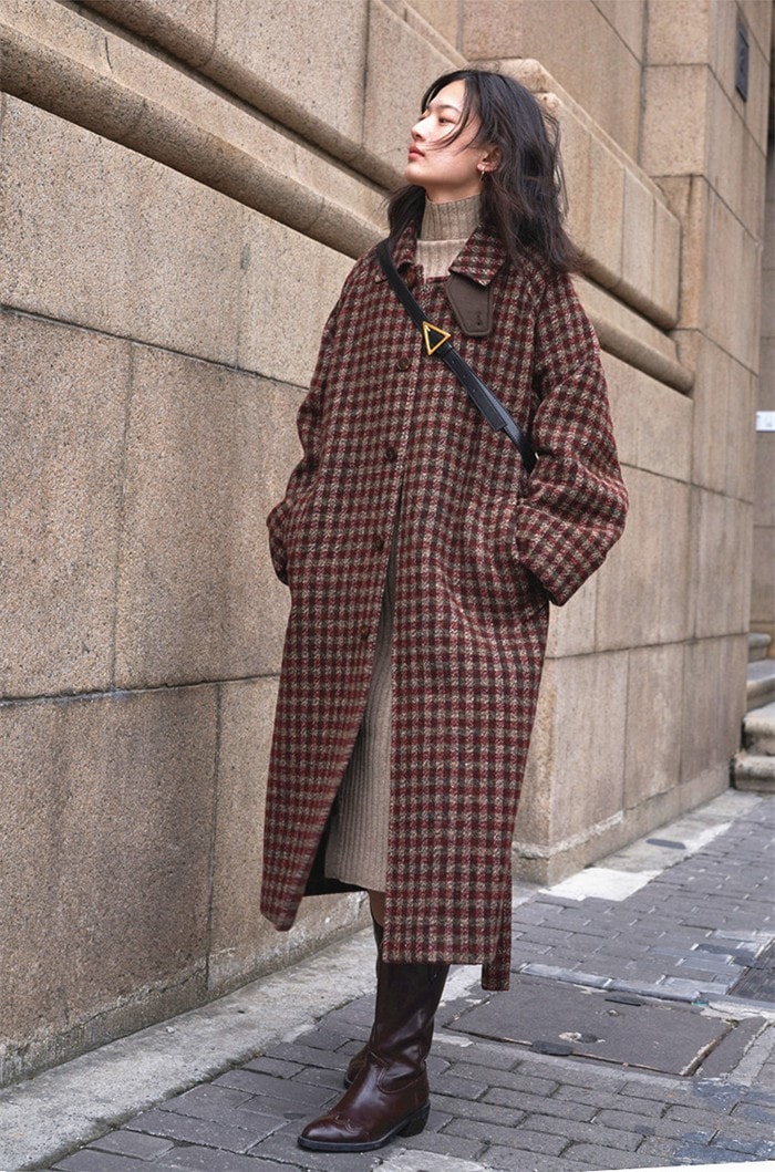 ステンカラーコート レディース 冬 ロング ロングコート チェック柄 女性 アウター 定番 おしゃれ ファッション 可愛い 大人 通勤 通学 普段着 秋冬 冬服 暖かい ハイネック 2way あったか