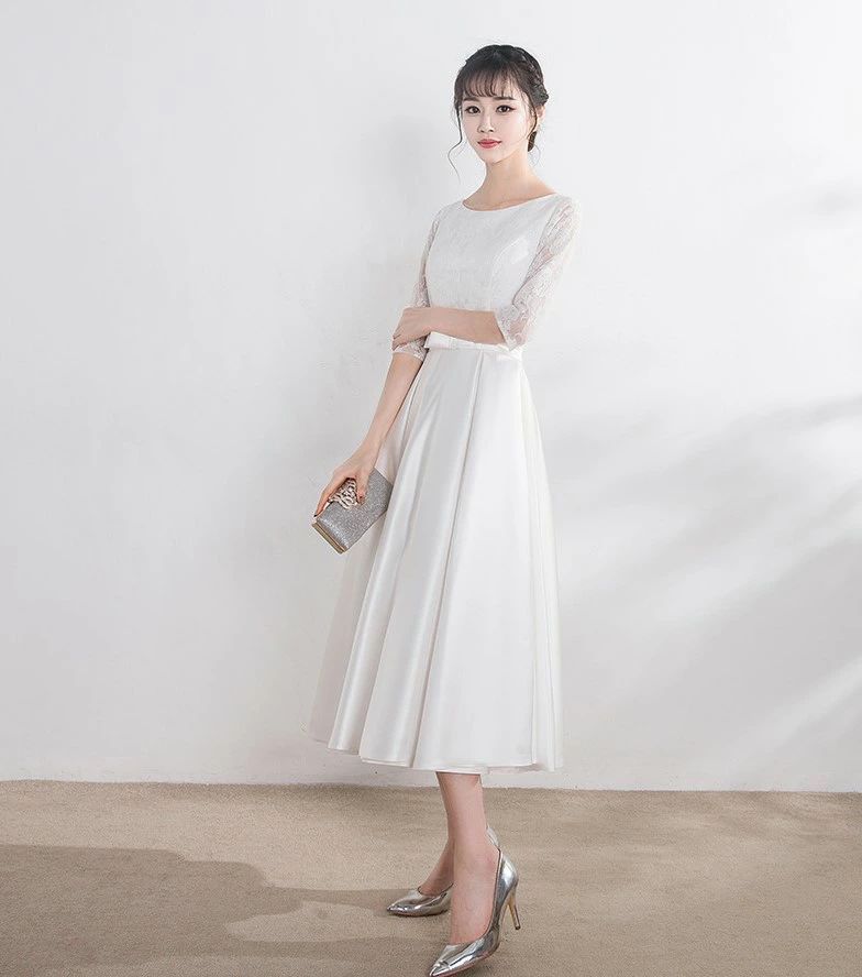 再入荷品シアー袖 2L レース ドレス 3L Aライン 白 袖あり 花柄 小さいサイズ ロングドレス 五分袖 結婚式 大きいサイズ 花嫁 二次会 4L ウエディングドレス ウエストマーク ホワイト ウ