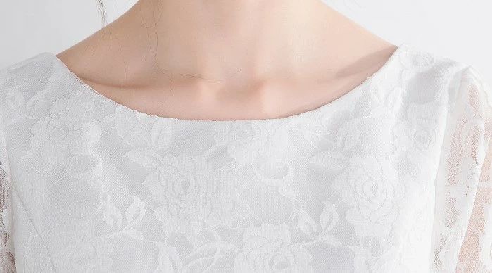 再入荷品シアー袖 2L レース ドレス 3L Aライン 白 袖あり 花柄 小さいサイズ ロングドレス 五分袖 結婚式 大きいサイズ 花嫁 二次会 4L ウエディングドレス ウエストマーク ホワイト ウ