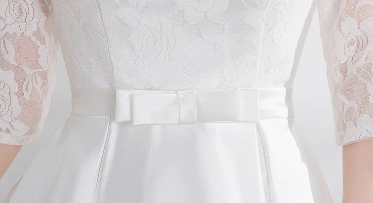 再入荷品シアー袖 2L レース ドレス 3L Aライン 白 袖あり 花柄 小さいサイズ ロングドレス 五分袖 結婚式 大きいサイズ 花嫁 二次会 4L ウエディングドレス ウエストマーク ホワイト ウ