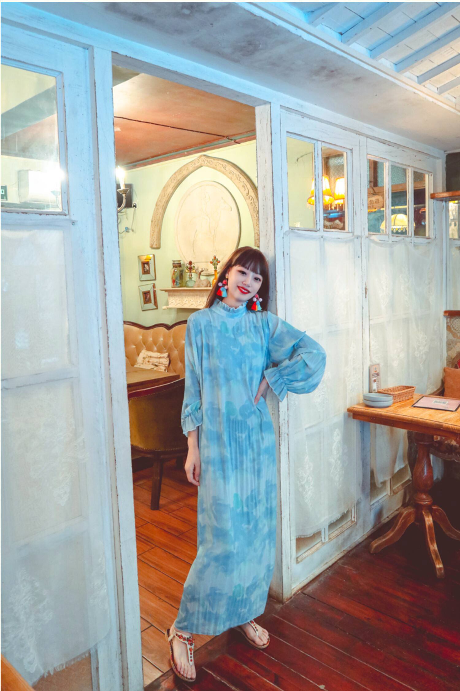 ワンピース ロングワンピース フレアワンピース ハイネック フリル襟 長袖 フリル袖 パフスリーブ ワンピース ロングワンピース フレアワンピース ハイネック フリル襟 長袖 フリル袖 パフスリーブ