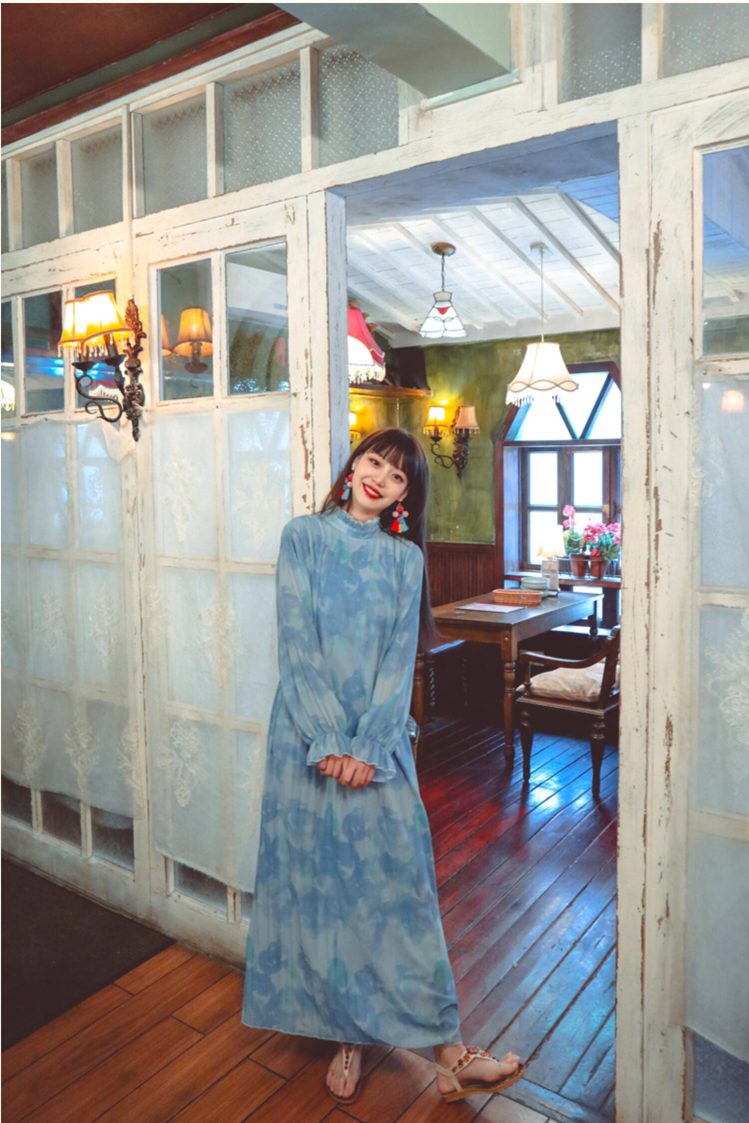 ワンピース ロングワンピース フレアワンピース ハイネック フリル襟 長袖 フリル袖 パフスリーブ ワンピース ロングワンピース フレアワンピース ハイネック フリル襟 長袖 フリル袖 パフスリーブ