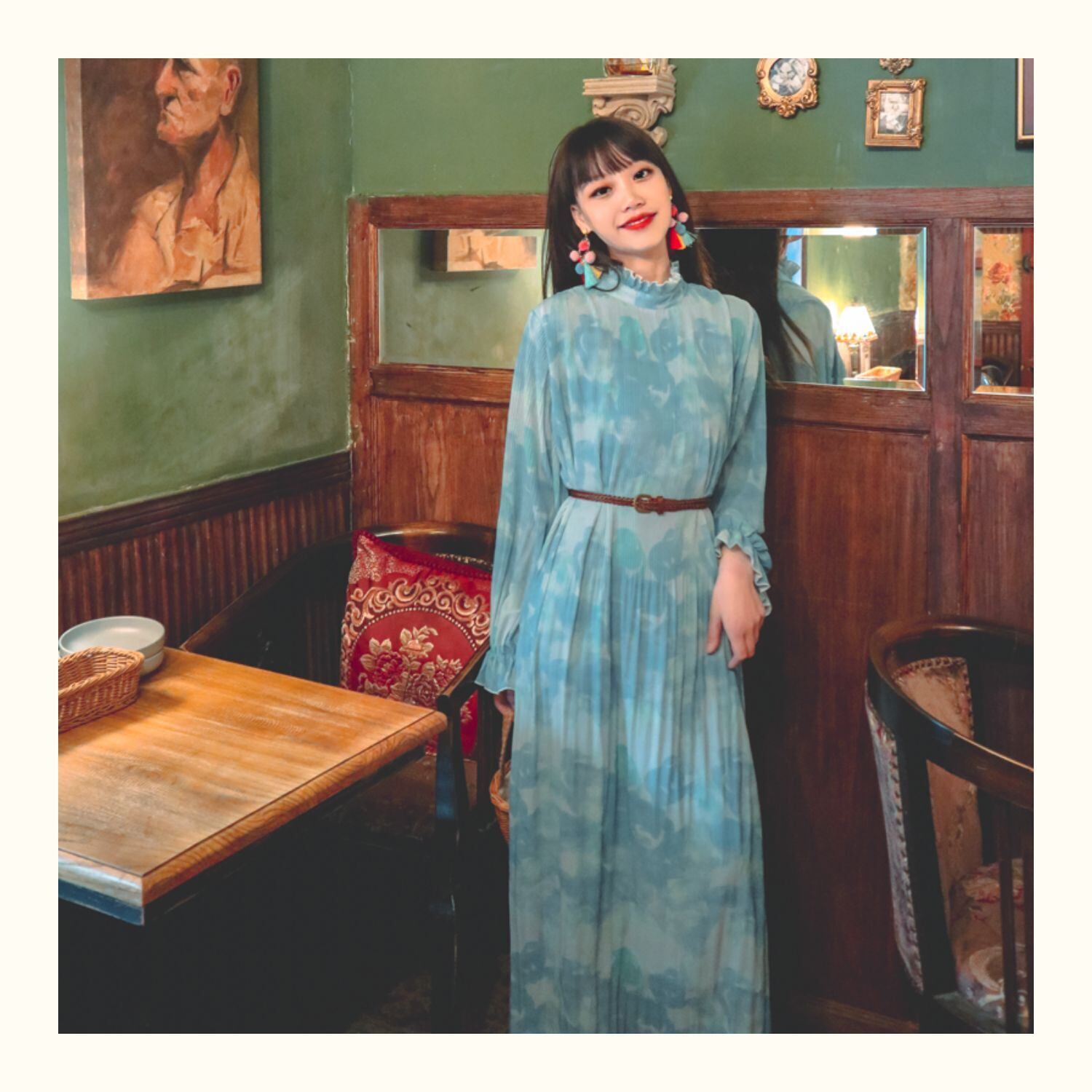 ワンピース ロングワンピース フレアワンピース ハイネック フリル襟 長袖 フリル袖 パフスリーブ ワンピース ロングワンピース フレアワンピース ハイネック フリル襟 長袖 フリル袖 パフスリーブ