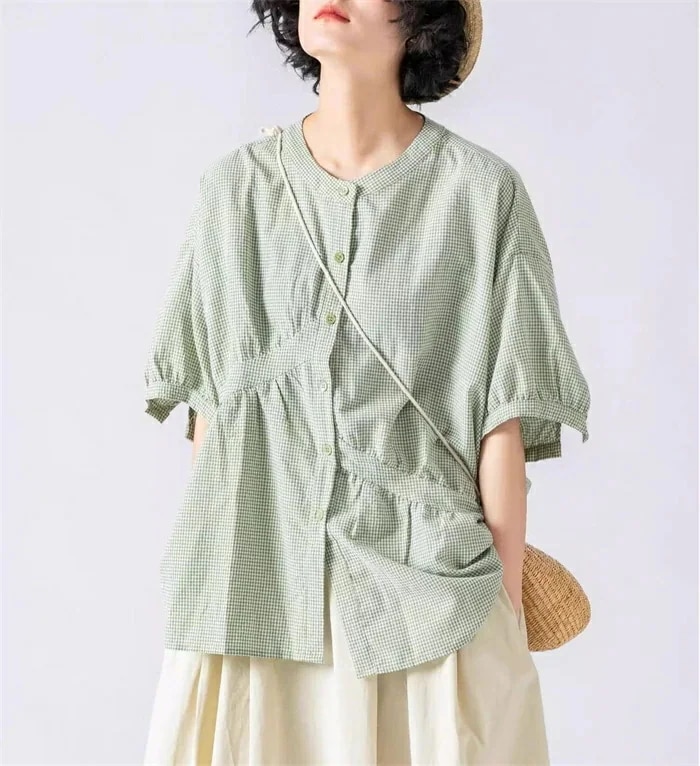 【20点セット】ブラウス ギンガムチェック シャツブラウス レディース 半袖 ブラウス ノーカラー チュニックブラウス トップス クルーネック 通勤 通学 大きいサイズ ゆったり オフィス カジュアル 【20点セット】ブラウス ギンガムチェック シャツブラウス レディース 半袖 ブラウス ノーカラー チュニックブラウス トップス クルーネック 通勤 通学 大きいサイズ ゆったり オフィス カジュアル
