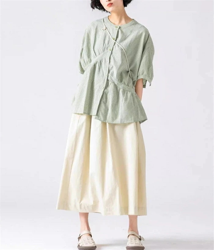 【20点セット】ブラウス ギンガムチェック シャツブラウス レディース 半袖 ブラウス ノーカラー チュニックブラウス トップス クルーネック 通勤 通学 大きいサイズ ゆったり オフィス カジュアル 【20点セット】ブラウス ギンガムチェック シャツブラウス レディース 半袖 ブラウス ノーカラー チュニックブラウス トップス クルーネック 通勤 通学 大きいサイズ ゆったり オフィス カジュアル