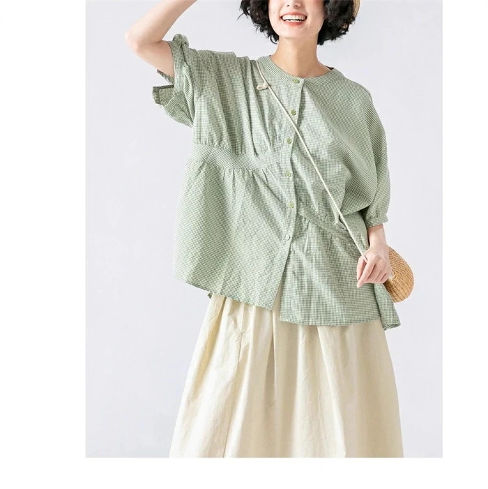 【20点セット】ブラウス ギンガムチェック シャツブラウス レディース 半袖 ブラウス ノーカラー チュニックブラウス トップス クルーネック 通勤 通学 大きいサイズ ゆったり オフィス カジュアル 【20点セット】ブラウス ギンガムチェック シャツブラウス レディース 半袖 ブラウス ノーカラー チュニックブラウス トップス クルーネック 通勤 通学 大きいサイズ ゆったり オフィス カジュアル