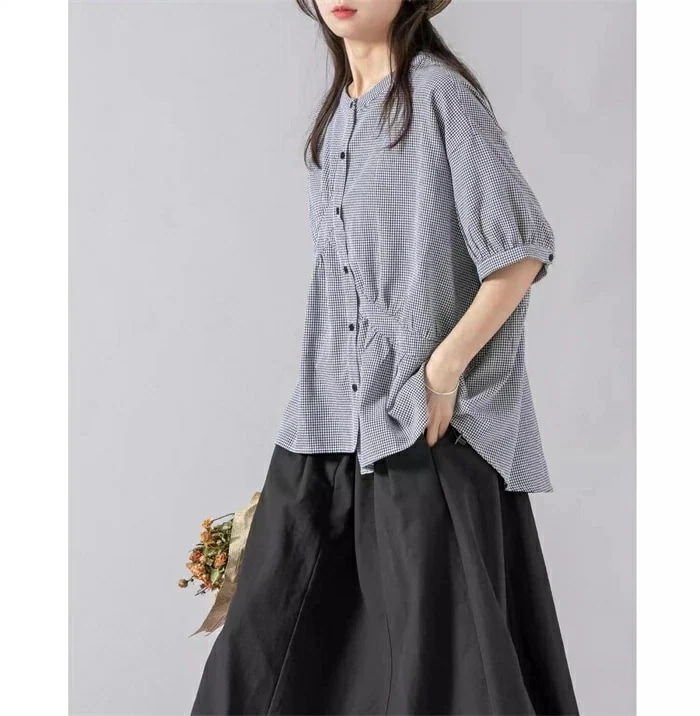 【20点セット】ブラウス ギンガムチェック シャツブラウス レディース 半袖 ブラウス ノーカラー チュニックブラウス トップス クルーネック 通勤 通学 大きいサイズ ゆったり オフィス カジュアル 【20点セット】ブラウス ギンガムチェック シャツブラウス レディース 半袖 ブラウス ノーカラー チュニックブラウス トップス クルーネック 通勤 通学 大きいサイズ ゆったり オフィス カジュアル