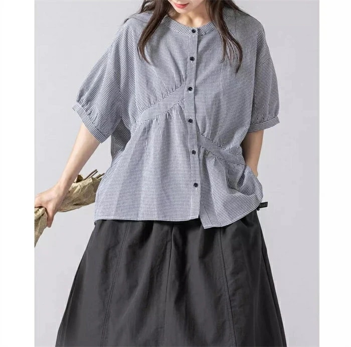 【20点セット】ブラウス ギンガムチェック シャツブラウス レディース 半袖 ブラウス ノーカラー チュニックブラウス トップス クルーネック 通勤 通学 大きいサイズ ゆったり オフィス カジュアル 【20点セット】ブラウス ギンガムチェック シャツブラウス レディース 半袖 ブラウス ノーカラー チュニックブラウス トップス クルーネック 通勤 通学 大きいサイズ ゆったり オフィス カジュアル