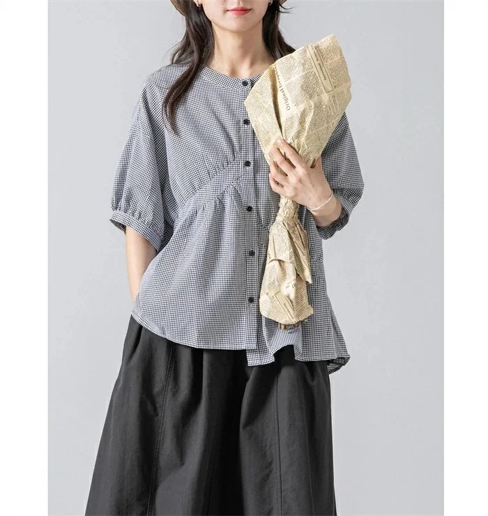 【20点セット】ブラウス ギンガムチェック シャツブラウス レディース 半袖 ブラウス ノーカラー チュニックブラウス トップス クルーネック 通勤 通学 大きいサイズ ゆったり オフィス カジュアル 【20点セット】ブラウス ギンガムチェック シャツブラウス レディース 半袖 ブラウス ノーカラー チュニックブラウス トップス クルーネック 通勤 通学 大きいサイズ ゆったり オフィス カジュアル