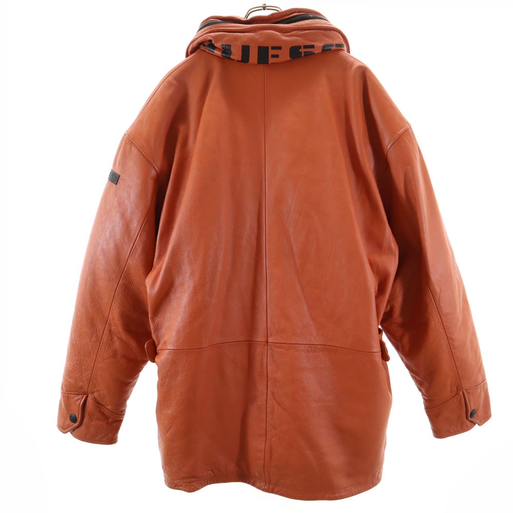 オールド レザー 中綿コート XL オレンジ メンズ オールド レザー 中綿コート XL オレンジ メンズ
