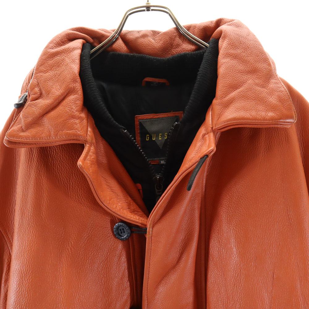 オールド レザー 中綿コート XL オレンジ メンズ オールド レザー 中綿コート XL オレンジ メンズ