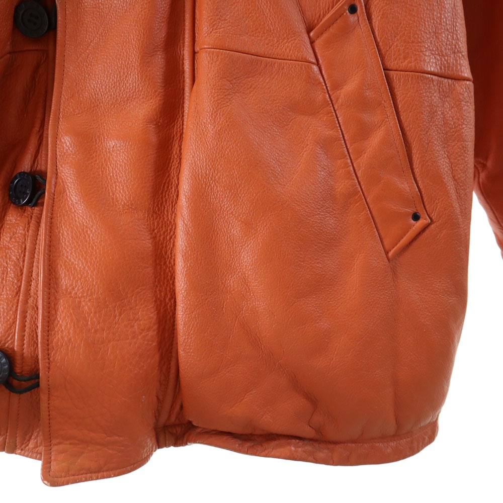 オールド レザー 中綿コート XL オレンジ メンズ オールド レザー 中綿コート XL オレンジ メンズ