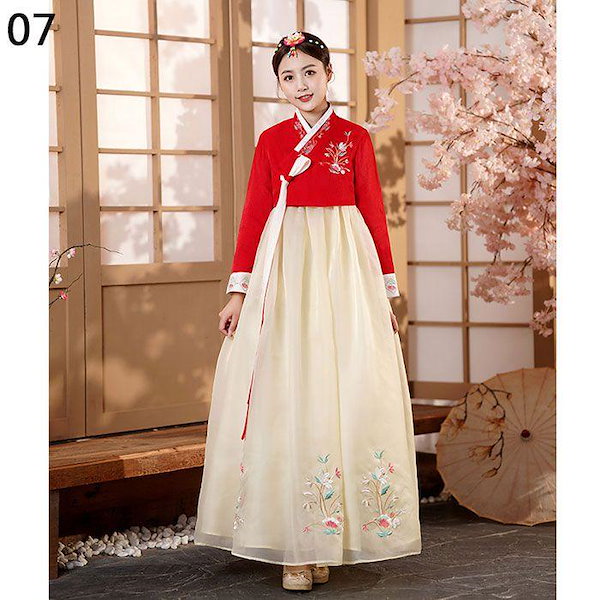 Qoo10] チマチョゴリ 8色 韓服 花刺繍 ワンピ