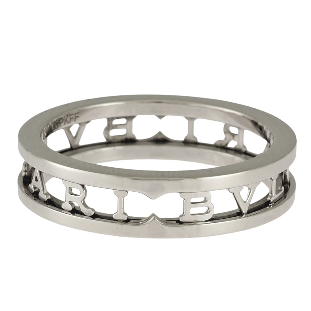 ブルガリ オープンワークロゴスパイラル リング 指輪 22号 18金 K18ホワイトゴールド BVLGARI 中古 美品