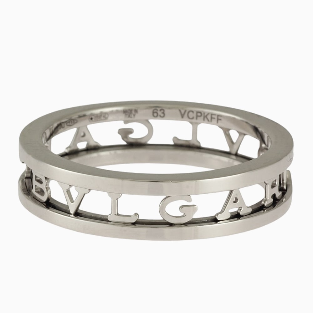 ブルガリ オープンワークロゴスパイラル リング 指輪 22号 18金 K18ホワイトゴールド BVLGARI 中古 美品