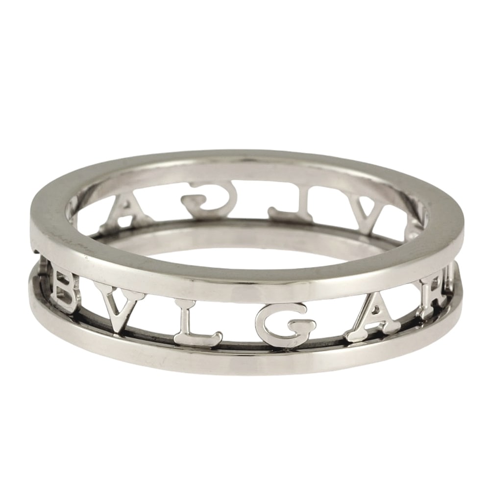 ブルガリ オープンワークロゴスパイラル リング 指輪 22号 18金 K18ホワイトゴールド BVLGARI 中古 美品