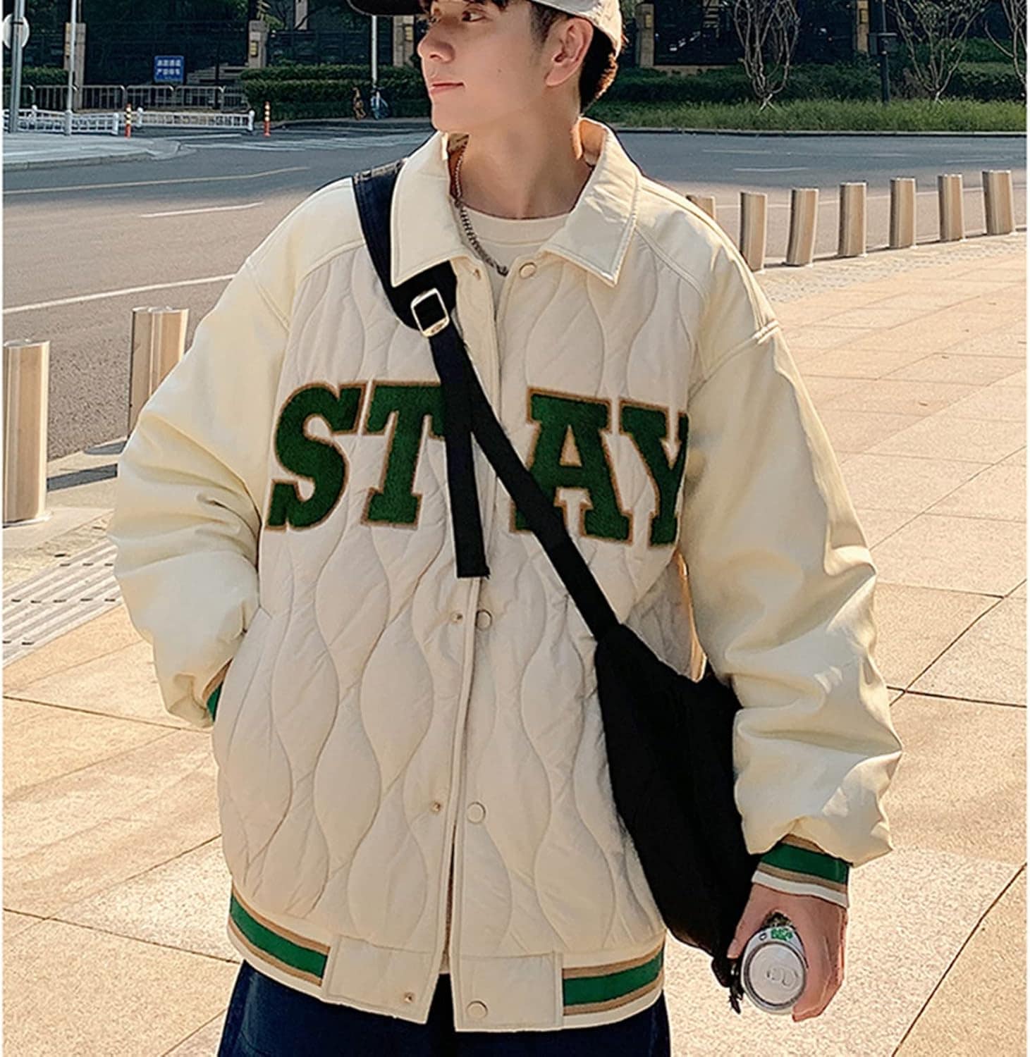 スタジャン 厚手 中綿ジャケット メンズ 冬 PU革袖 パッチワーク ジャンバー 綿入りジャケット 防寒対策 暖か カジュアル オーバーサイズ 普段着 アウトドア スポーツ ウオーキング おしゃれ