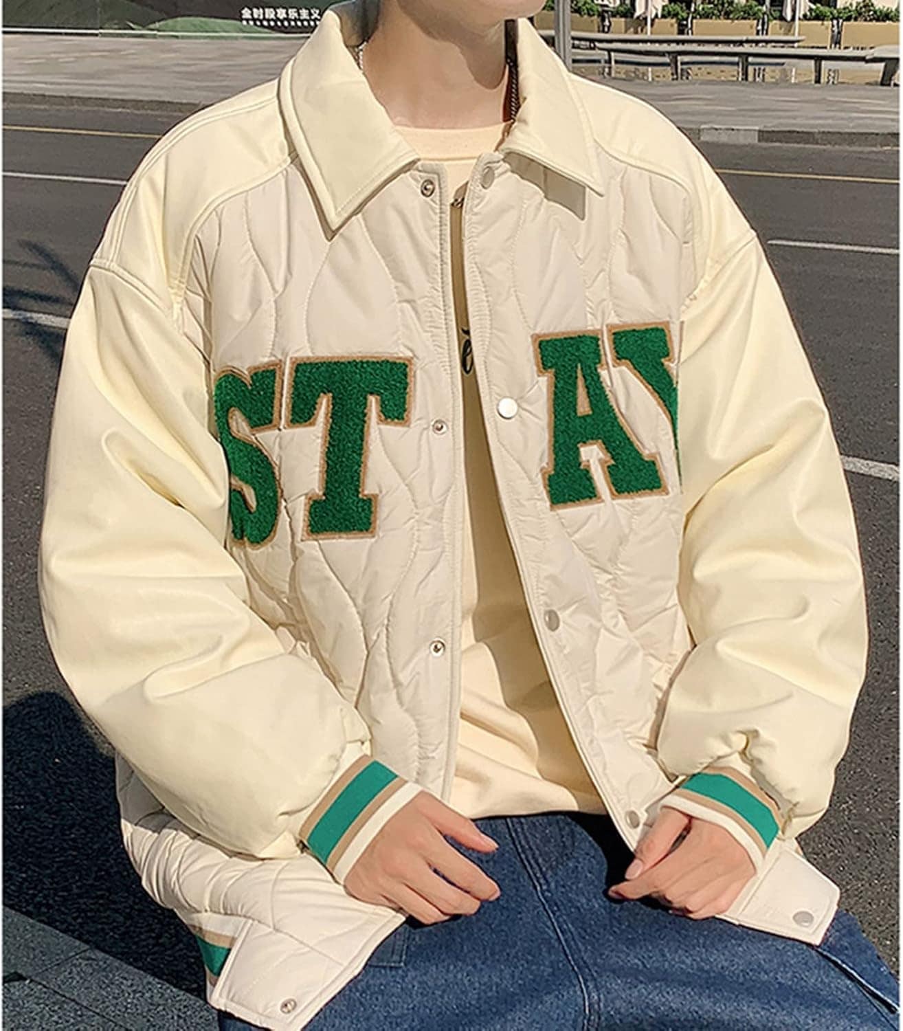 スタジャン 厚手 中綿ジャケット メンズ 冬 PU革袖 パッチワーク ジャンバー 綿入りジャケット 防寒対策 暖か カジュアル オーバーサイズ 普段着 アウトドア スポーツ ウオーキング おしゃれ