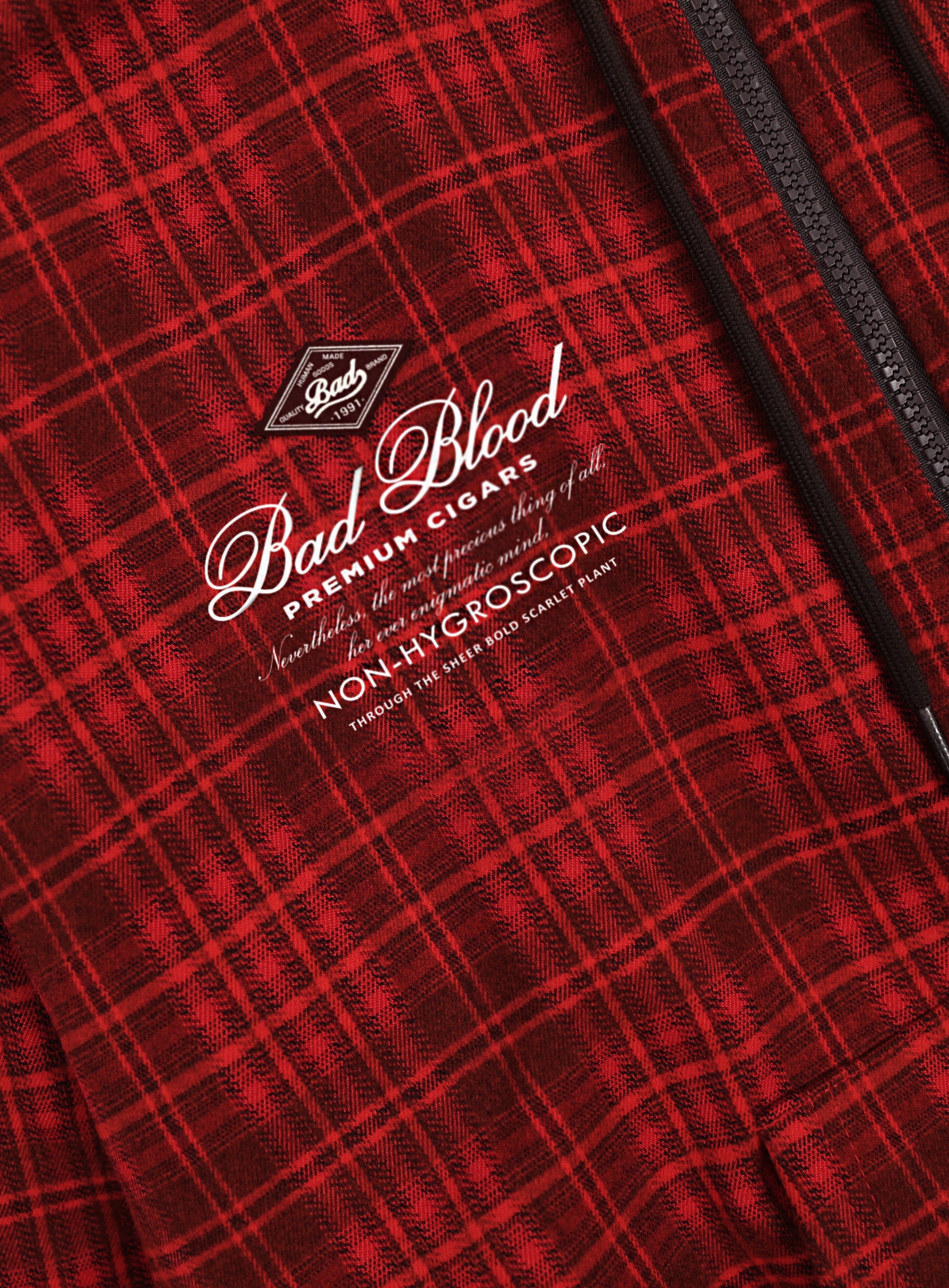BADBLOOD】 CLASSIC CHECK HOODED ZIP-UP : RED