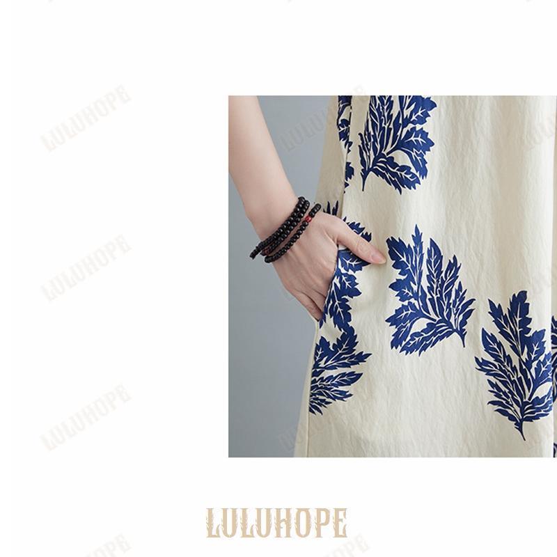 ワンピース レディース 綿 リゾートワンピ ノーカラー ノースリーブ ハワイアン 夏 ロングワンピース マキシワンピ マキシワンピ リゾート リゾートワンピース