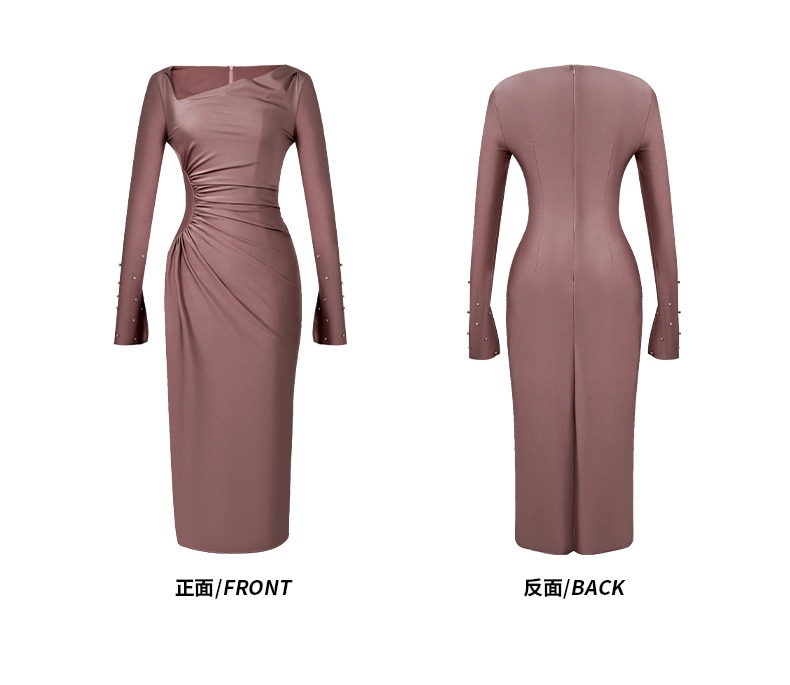 【JY.上品】 2025秋冬新品 ワンショルダー オフショル シワ タイト ドレス パーティー キャバ 大人 同窓会 披露宴 卒業式 結婚式 演奏会 ウェディング 二次会 メガ割