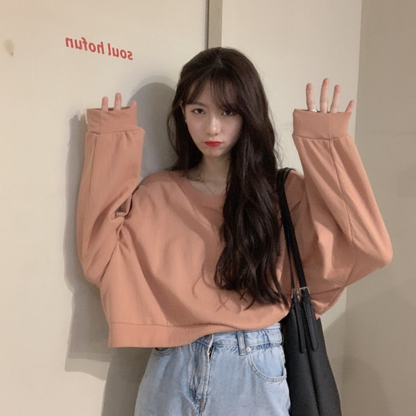 Qoo10] ショート丈ロンT トップス Tシャツ シ