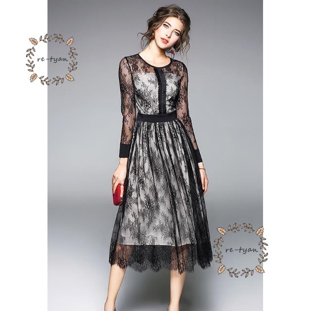 パーティードレス ミモレ丈 結婚式 ワンピース 袖あり 透け感レース デコルテが大人の魅力 レース 刺繍 フォーマルワンピース aライン 大きいサイズ フォーマル パーティードレス ミモレ丈 結婚式 ワンピース 袖あり 透け感レース デコルテが大人の魅力 レース 刺繍 フォーマルワンピース aライン 大きいサイズ フォーマル