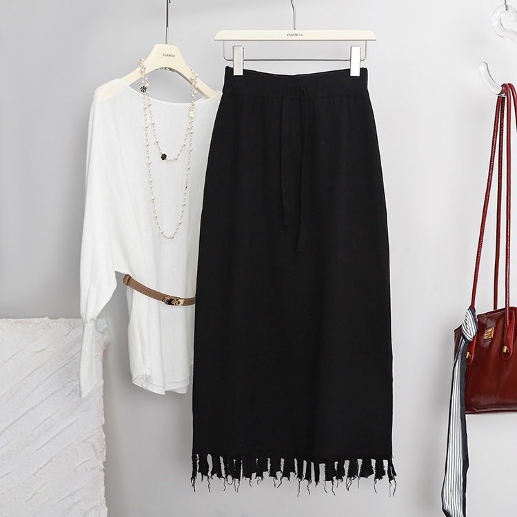 【送.料.無.料.急速発送】【新作】デザイン感ストライプフリンジニットスカートドローコードヒップバッグロングスカート 【送.料.無.料.急速発送】【新作】デザイン感ストライプフリンジニットスカートドローコードヒップバッグロングスカート