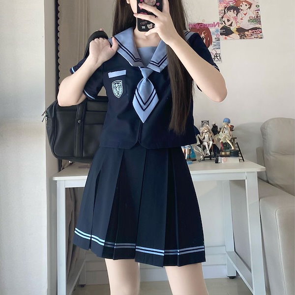 最安値 新作学生服女子制服セット 上下セット セーラー服長袖/半袖 JK制服 高校 スカート