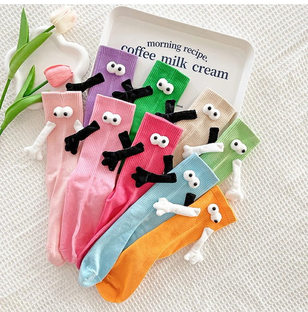 Qoo10] 2足セット靴下 大人 手をつなぐ靴下 目