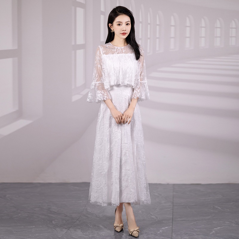 レースの気質スリムでエレガントな花嫁介添人の服パーティー長いドレス