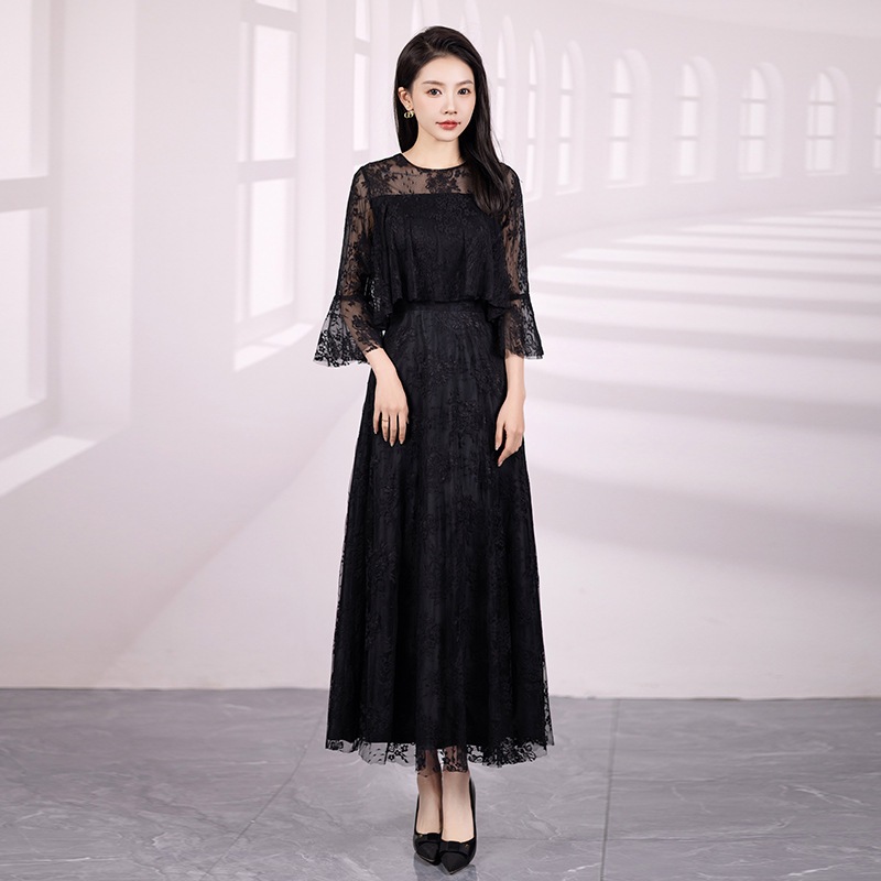 レースの気質スリムでエレガントな花嫁介添人の服パーティー長いドレス