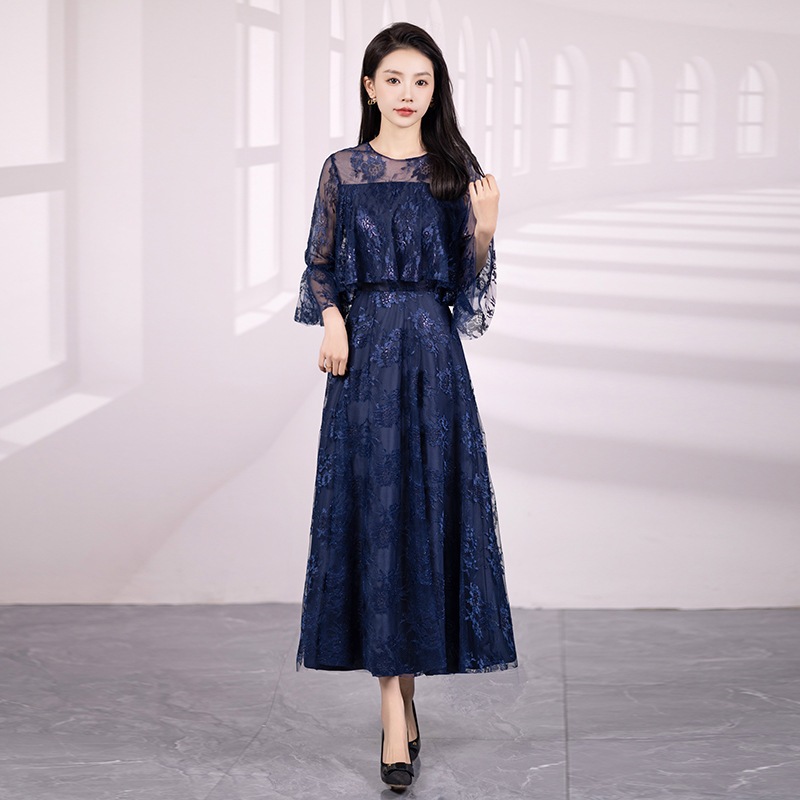 レースの気質スリムでエレガントな花嫁介添人の服パーティー長いドレス