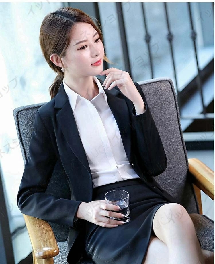 【本日限定激安格】ギフト 4点セット スーツセット セットアップ スーツ レディース 就職活動 黒 紺 2colors スーツ ジャケット ベスト 長袖 シャツ ロング丈パンツ 長ズボン スカート 二