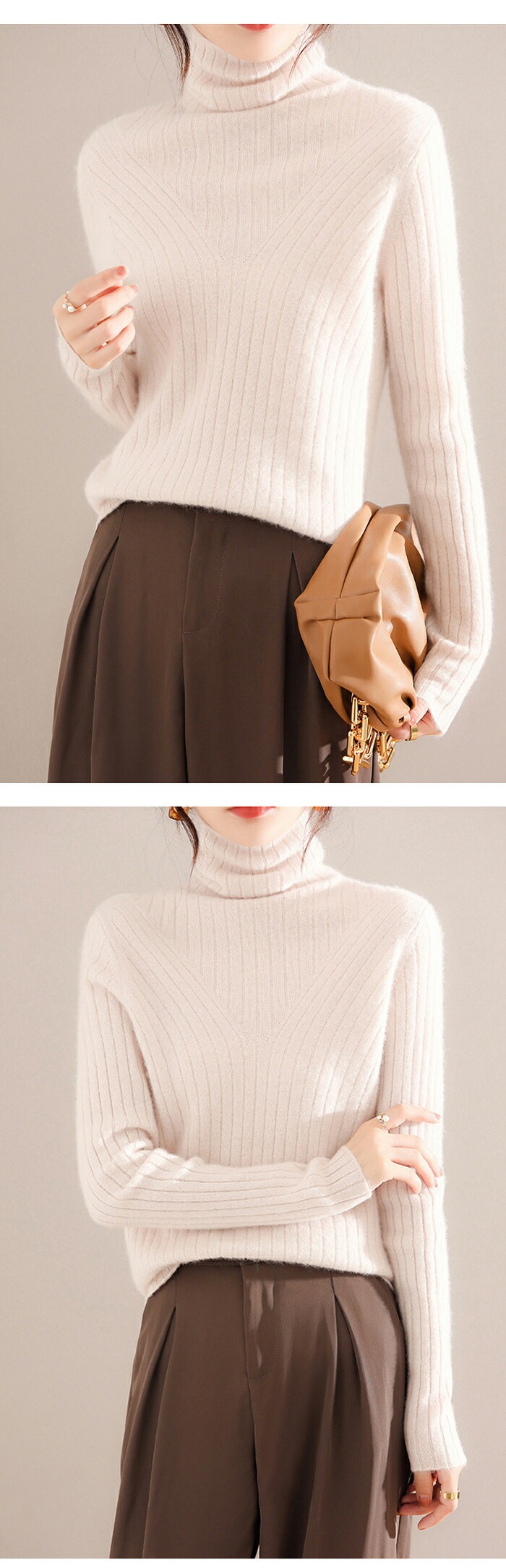 冬新品 ニット セーター レディース タートルネック ニット ウール ハイネック ニット トップス 長袖 秋 冬 春 カットソー 厚手 プルオーバー リブニット ビジネス 通勤 シンプル 柔らか 着痩