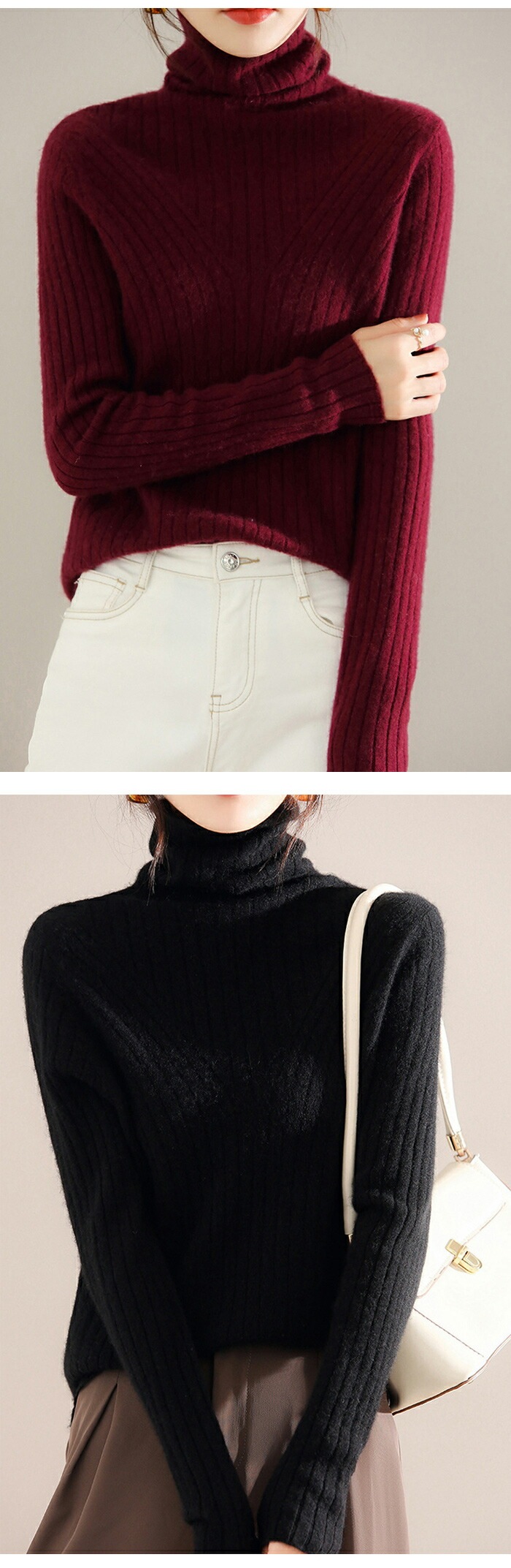 冬新品 ニット セーター レディース タートルネック ニット ウール ハイネック ニット トップス 長袖 秋 冬 春 カットソー 厚手 プルオーバー リブニット ビジネス 通勤 シンプル 柔らか 着痩