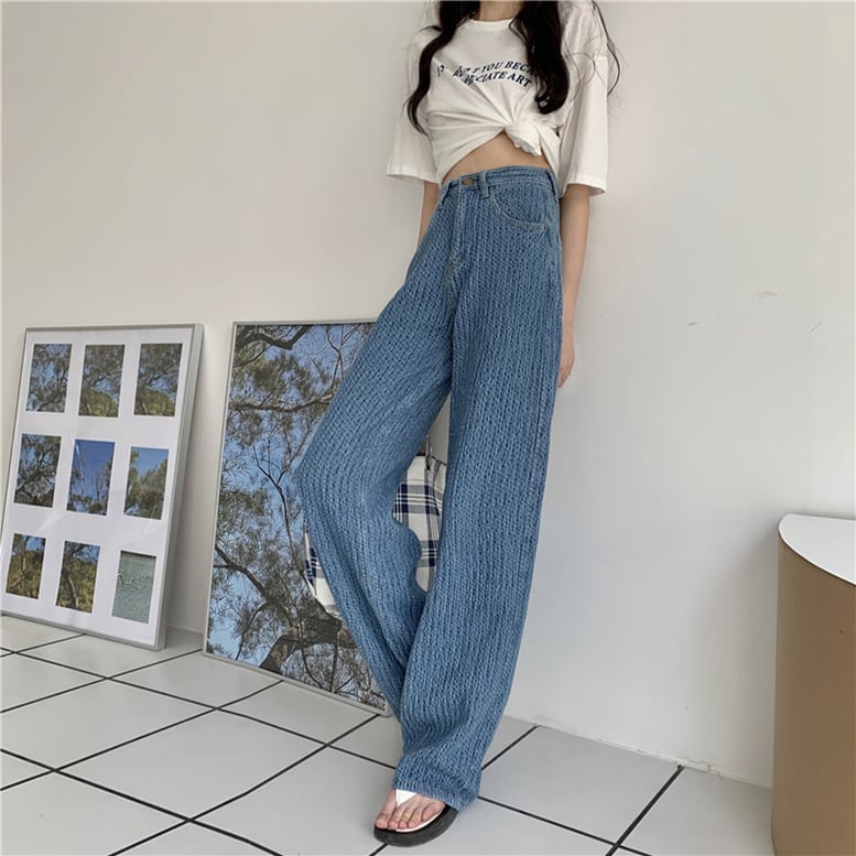 2color レディース ジャガードデニムパンツ ワイドパンツ ツイード風 ハンサム デニム 2color レディース ジャガードデニムパンツ ワイドパンツ ツイード風 ハンサム デニム