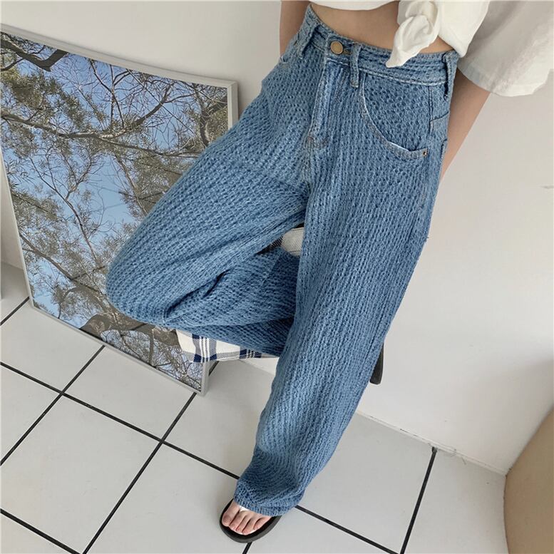 2color レディース ジャガードデニムパンツ ワイドパンツ ツイード風 ハンサム デニム 2color レディース ジャガードデニムパンツ ワイドパンツ ツイード風 ハンサム デニム