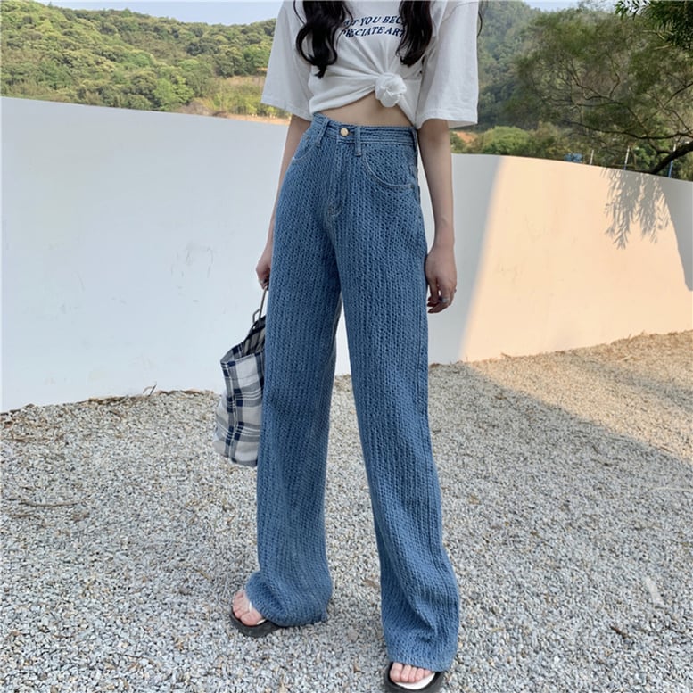 2color レディース ジャガードデニムパンツ ワイドパンツ ツイード風 ハンサム デニム 2color レディース ジャガードデニムパンツ ワイドパンツ ツイード風 ハンサム デニム