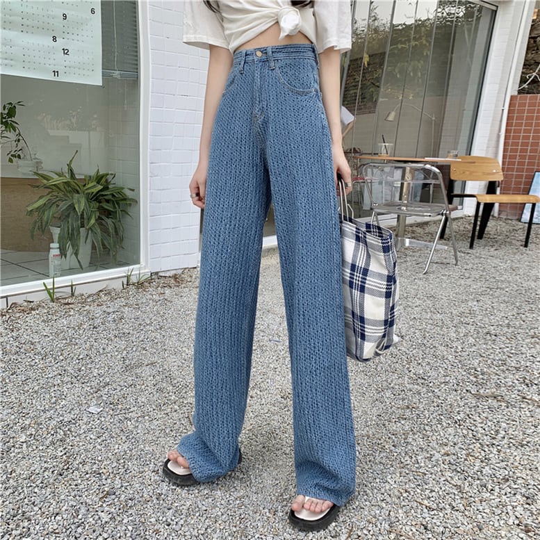 2color レディース ジャガードデニムパンツ ワイドパンツ ツイード風 ハンサム デニム 2color レディース ジャガードデニムパンツ ワイドパンツ ツイード風 ハンサム デニム