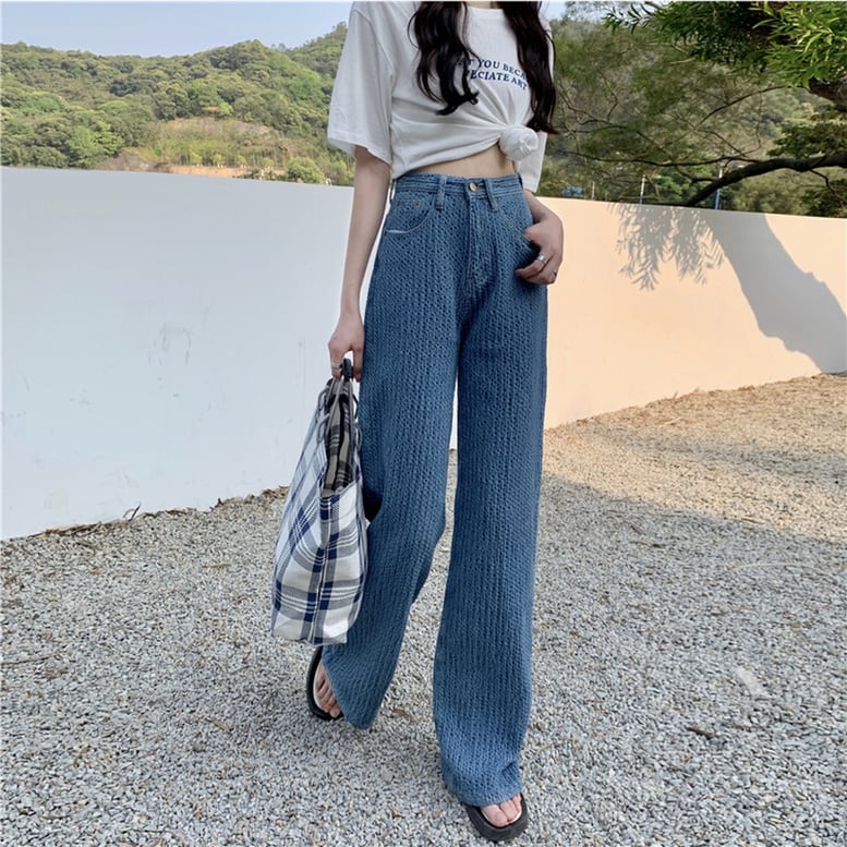 2color レディース ジャガードデニムパンツ ワイドパンツ ツイード風 ハンサム デニム 2color レディース ジャガードデニムパンツ ワイドパンツ ツイード風 ハンサム デニム