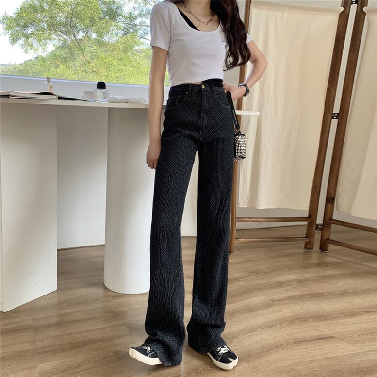 2color レディース ジャガードデニムパンツ ワイドパンツ ツイード風 ハンサム デニム 2color レディース ジャガードデニムパンツ ワイドパンツ ツイード風 ハンサム デニム