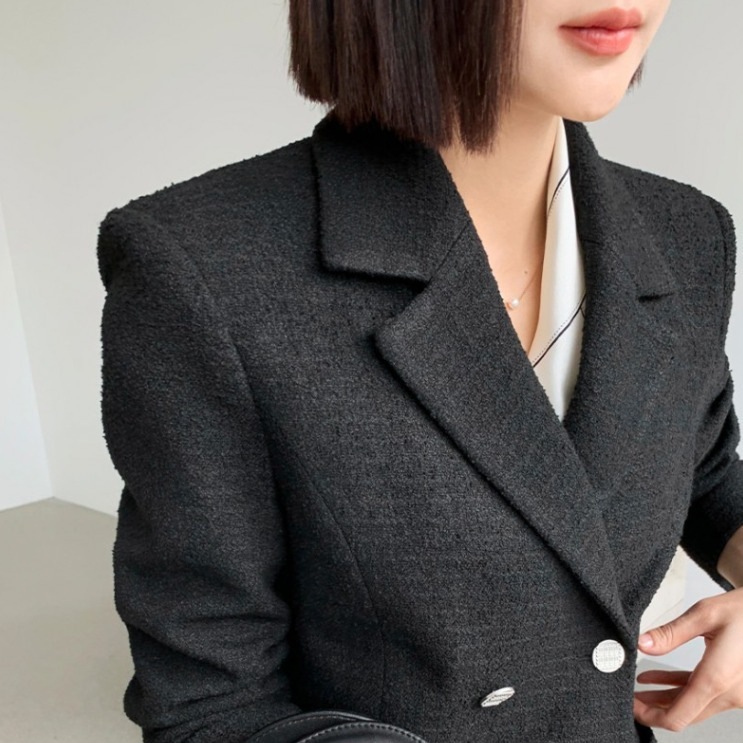 アウター ジャケット 上着 羽織り 袖あり 長袖 襟付き ポケット 前開き コンサバ ツイード シンプル 大人 上品 おしゃれ お洒落 かっこいい レトロ マニッシュ ユニセックス 都会的 クール