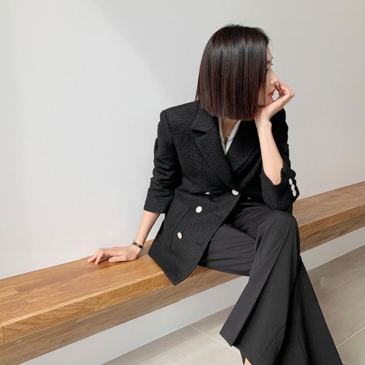 アウター ジャケット 上着 羽織り 袖あり 長袖 襟付き ポケット 前開き コンサバ ツイード シンプル 大人 上品 おしゃれ お洒落 かっこいい レトロ マニッシュ ユニセックス 都会的 クール
