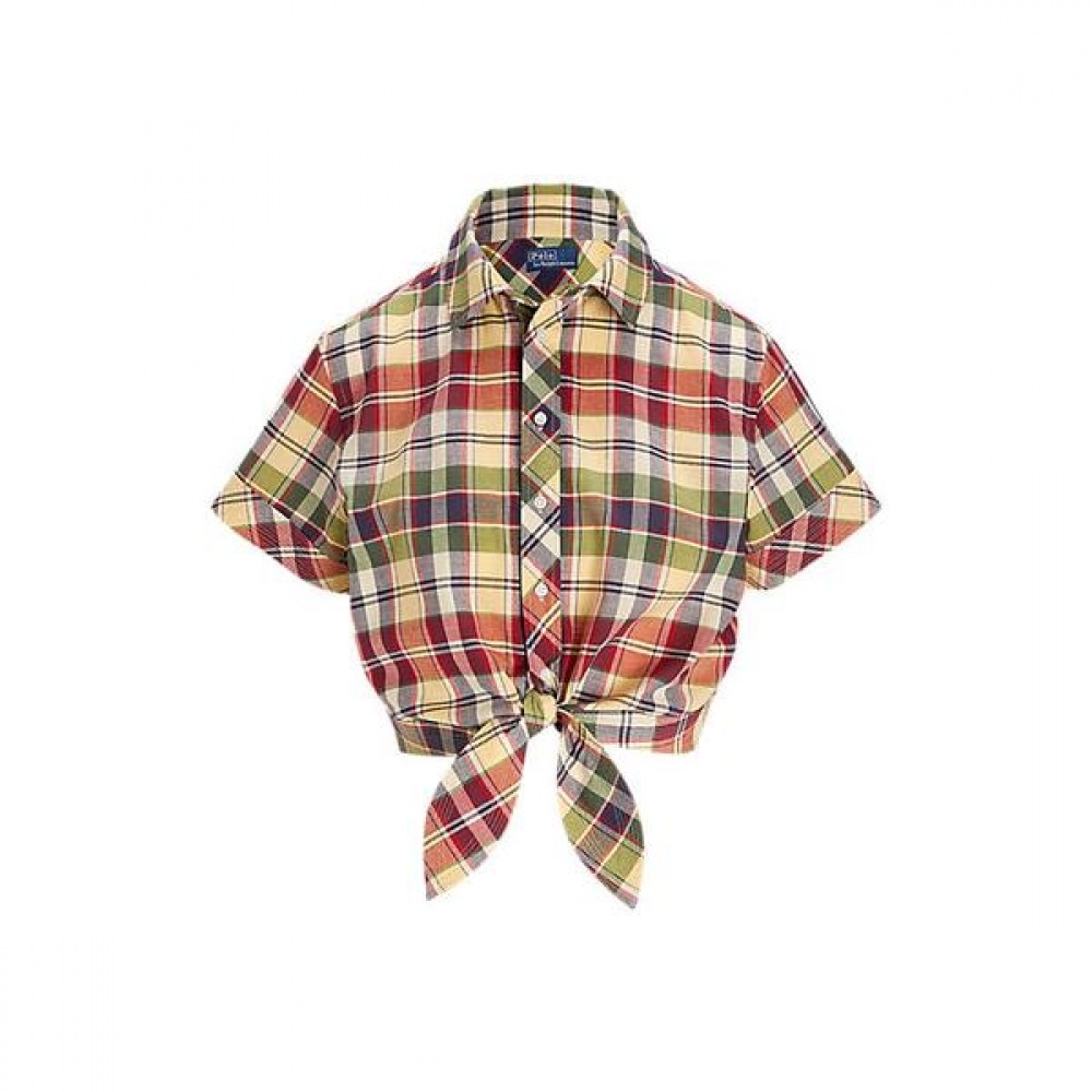 ポロラルフローレンレディースクロップチェック柄コットンネクタイフロントトップ (WMPOSHTNDO20731999) ポロラルフローレンレディースクロップチェック柄コットンネクタイフロントトップ (WMPOSHTNDO20731999)